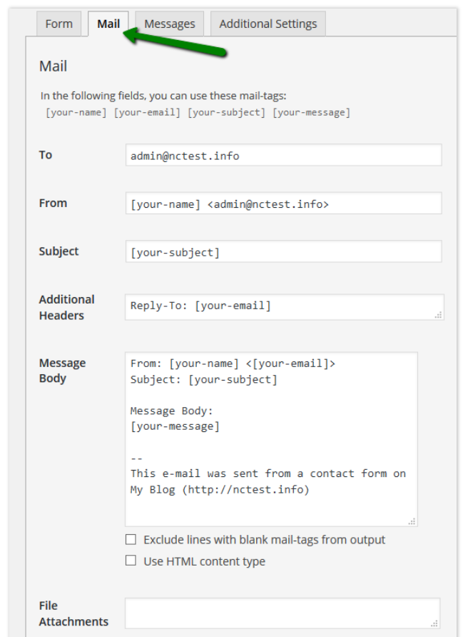 Contact Form Settings