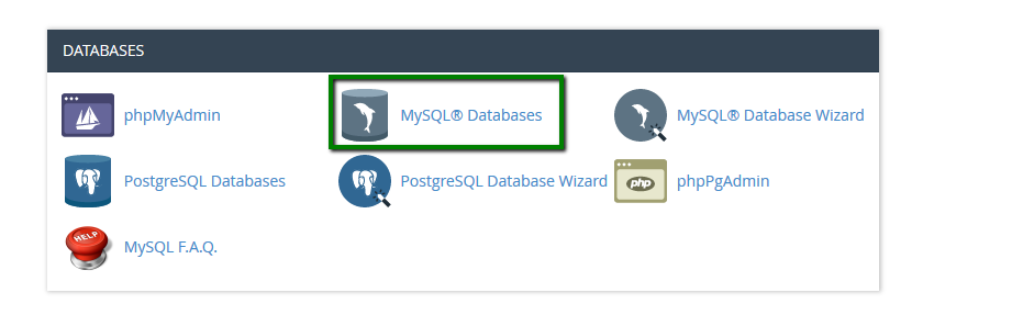 MySQL Databases Menu